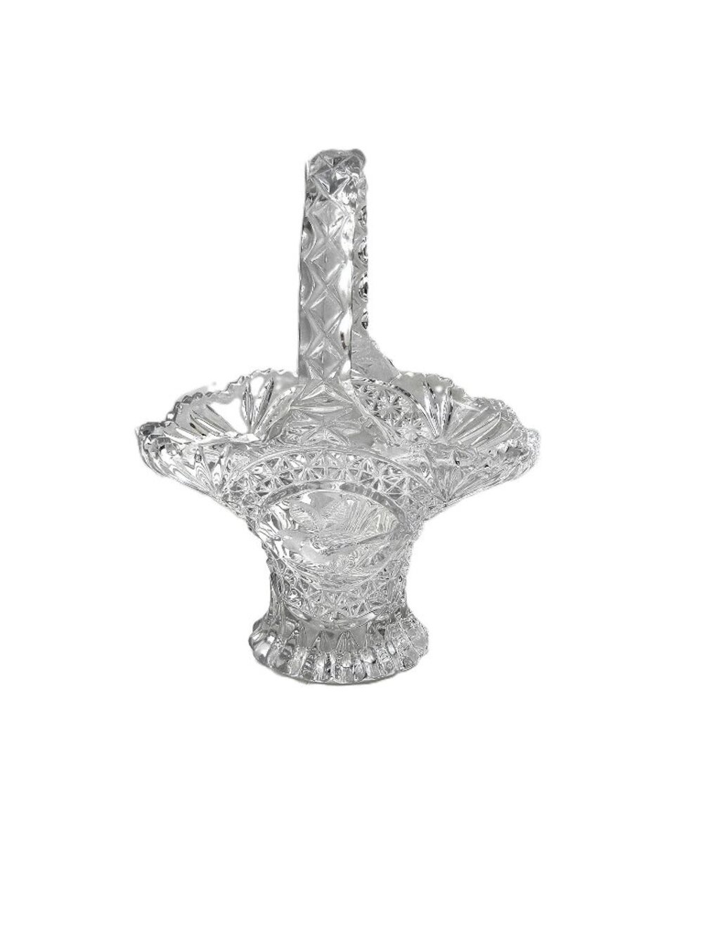 Hofbauer Byrdes Collection Crystal Basket Vase 11" German Made